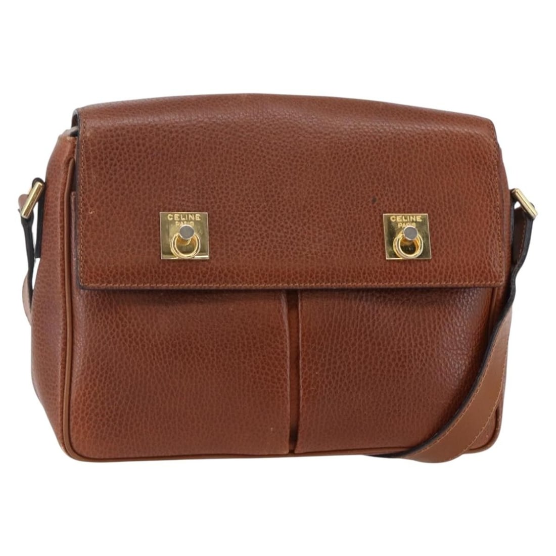 CELINE Brown Leather Shoulder Bag Made in Italy 146484: CELINE Brown Leather Shoulder Bag Made in Italy 146484 This Celine shoulder bag is crafted from high-quality brown leather, showcasing a classic and elegant design. Originating from Italy, this stylis