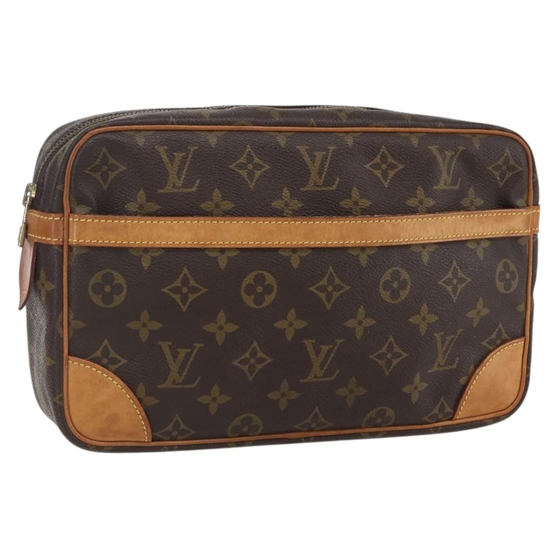Louis Vuitton M51845 Compiegne 28 Monogram Canvas Clutch: Louis Vuitton M51845 Compiegne 28 Monogram Canvas Clutch Authentic Louis Vuitton Compiegne 28 clutch bag in Monogram canvas. This women's clutch is made in France and shows heavy use, including an out
