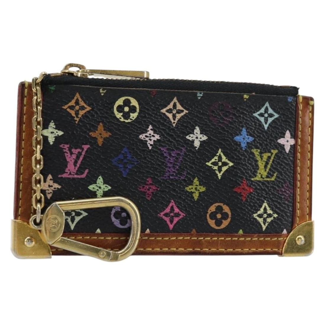 Louis Vuitton M13664 Pochette Cles Black Multicolor Canvas Coin Purse: Louis Vuitton M13664 Pochette Cles Black Multicolor Canvas Coin Purse Louis Vuitton Multicolor Pochette Cles coin purse in black Monogram Multicolor canvas. Made in Spain, this women's coin purse is o
