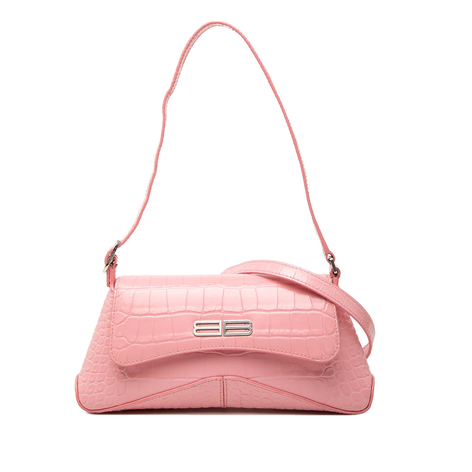 Balenciaga XX Flap Small Pink Croc Embossed Leather Satchel (1 of 7)