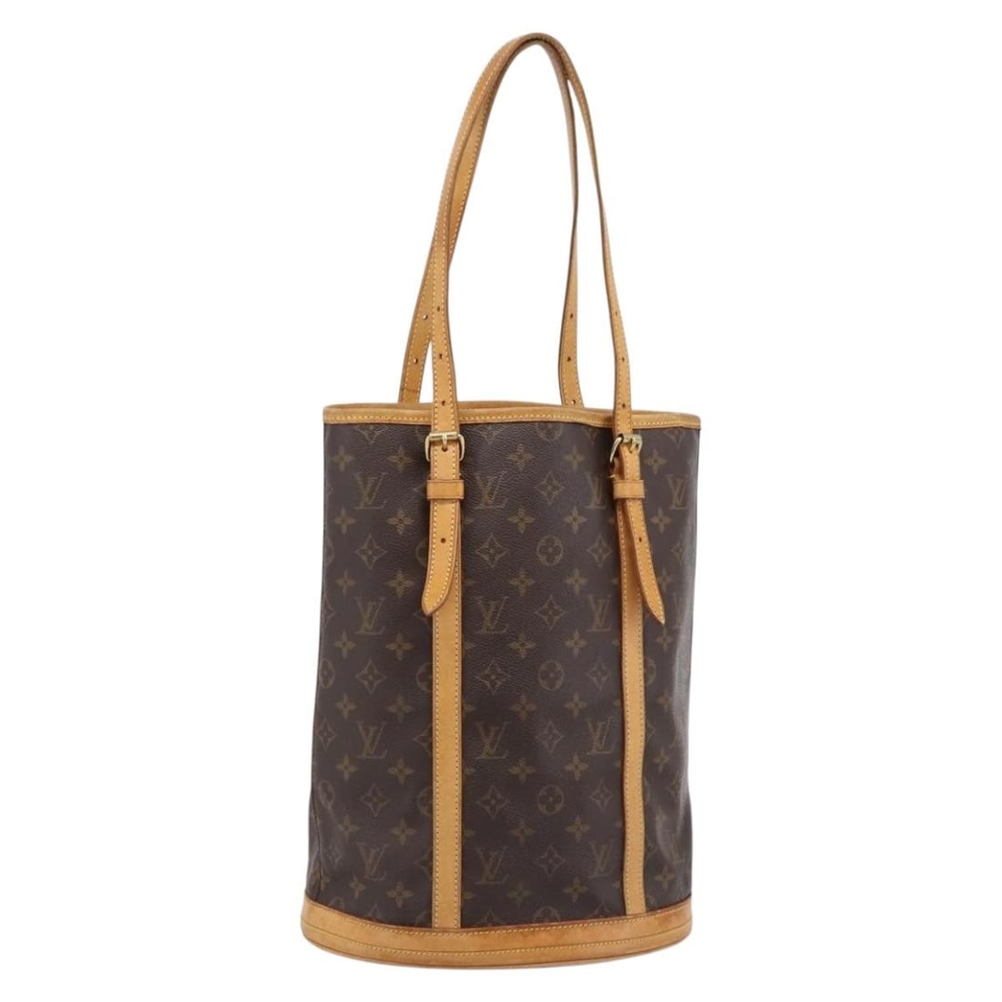 Louis Vuitton M42236 Monogram Canvas GM Bucket Shoulder Bag: Louis Vuitton M42236 Monogram Canvas GM Bucket Shoulder Bag Louis Vuitton Monogram Bucket GM shoulder bag in Monogram canvas, made in France. This women's shoulder bag shows heavy use, with visible we