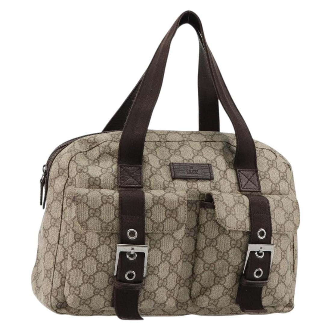 Gucci 140959 GG Supreme PVC Leather Handbag Beige Silver: Gucci 140959 GG Supreme PVC Leather Handbag Beige Silver Gucci GG Supreme handbag in beige and silver PVC leather with GG canvas. Made in Italy, this women's handbag is from product line 140959. It is