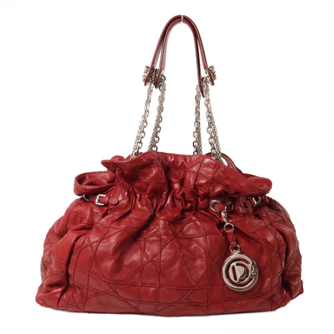 Dior Le Trente Red Lambskin Chain Shoulder Bag: Dior Le Trente Red Lambskin Chain Shoulder Bag Christian Dior Le Trente chain shoulder bag in red lambskin leather. This women's shoulder bag is made in France and features a magnetic pocket, two open