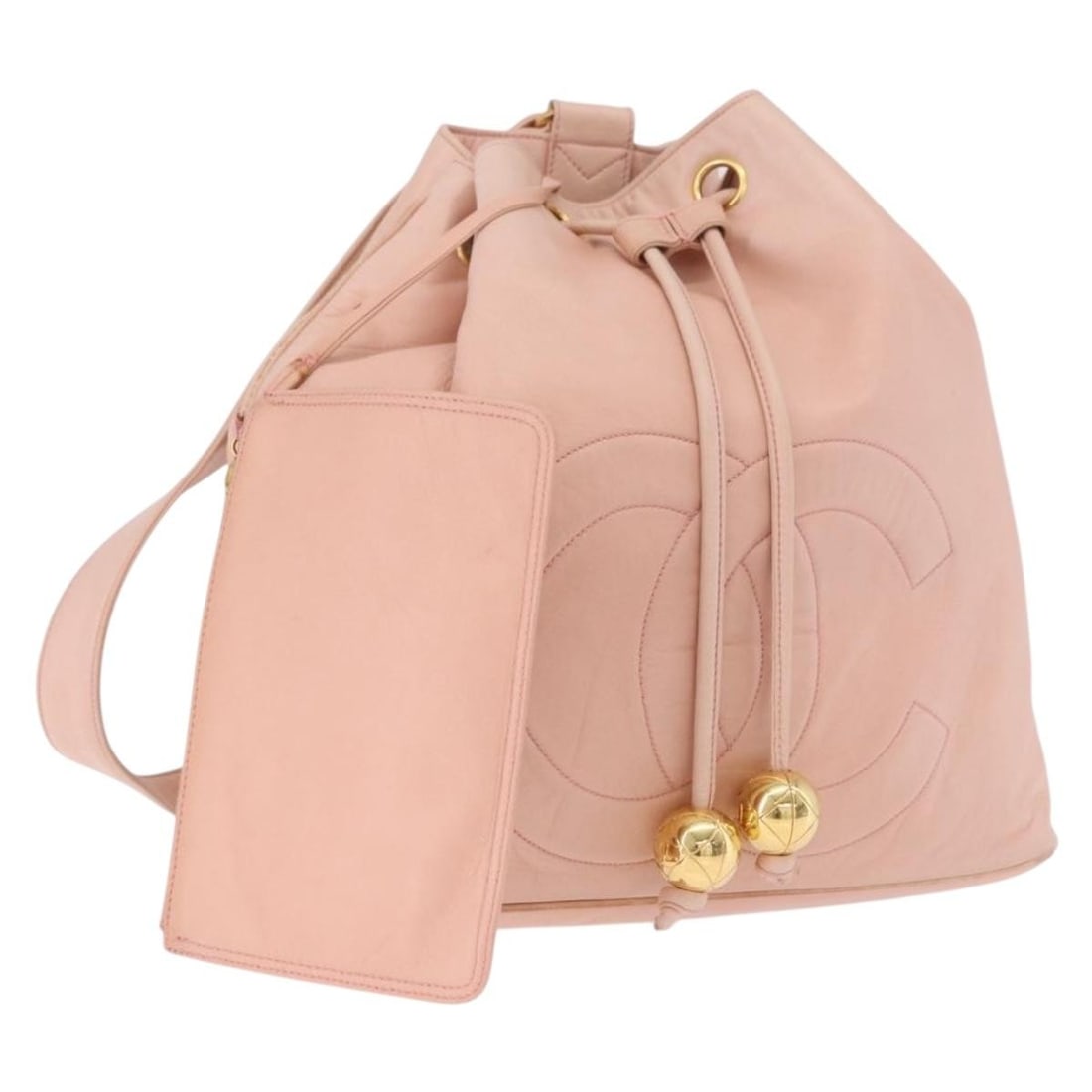 CHANEL Lamb Skin Backpack Pink Gold with Card and Pouch: CHANEL Lamb Skin Backpack Pink Gold with Card and Pouch Authentic CHANEL backpack in pink lamb skin with gold-tone CC detailing. Made in Italy, this women's backpack includes a guarantee card and pouc