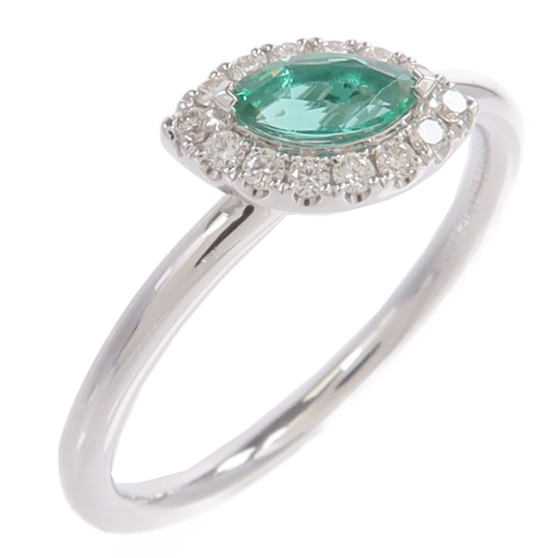 18K White Gold Emerald Diamond Ring Size 6.5 (1 of 9)