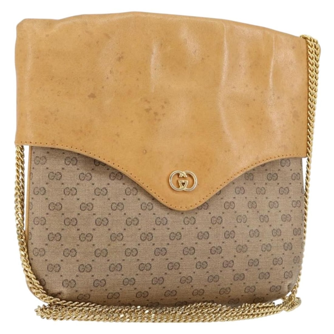 GUCCI Micro GG Supreme Beige Gold Shoulder Bag PVC Leather Auth: GUCCI Micro GG Supreme Beige Gold Shoulder Bag PVC Leather Auth Elevate your accessory collection with this GUCCI Micro GG Supreme Chain Shoulder Bag, featuring a sophisticated beige and gold color pa