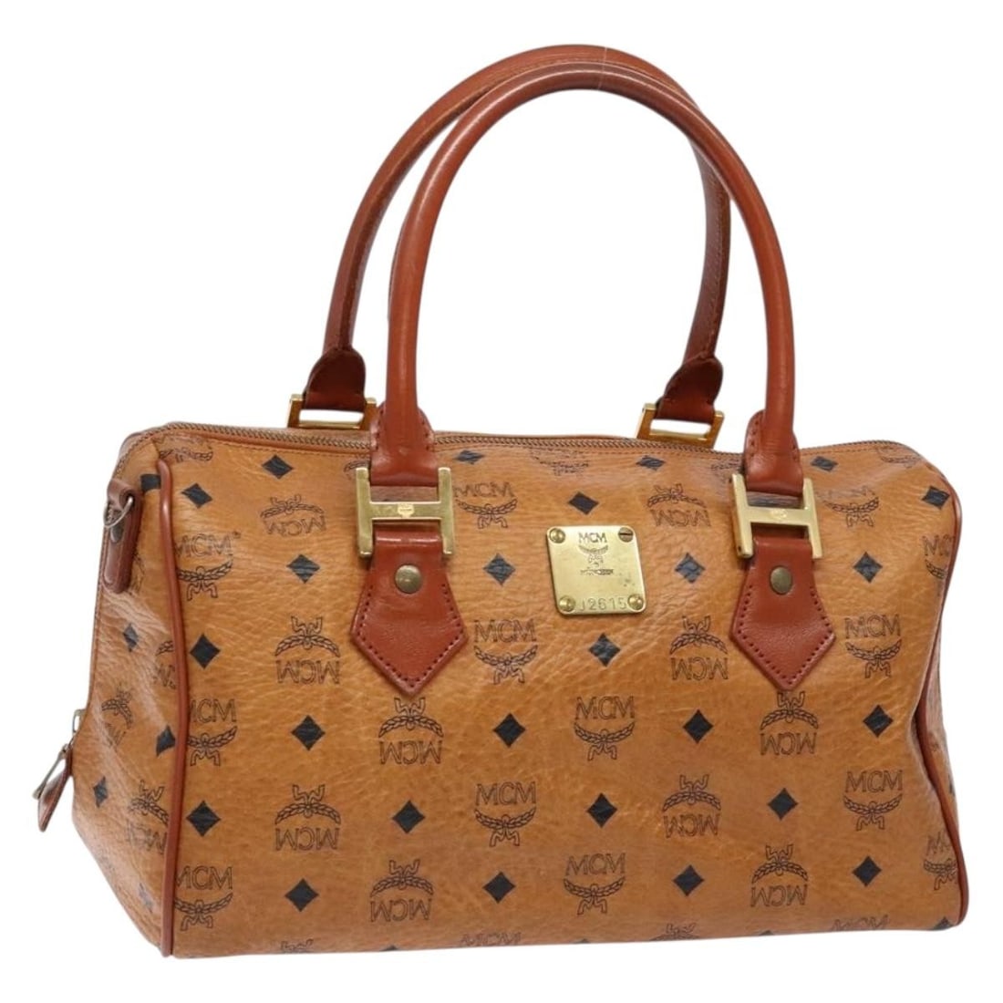 MCM Vicetos Logogram Hand Bag Brown Gold PVC Leather (1 of 18)