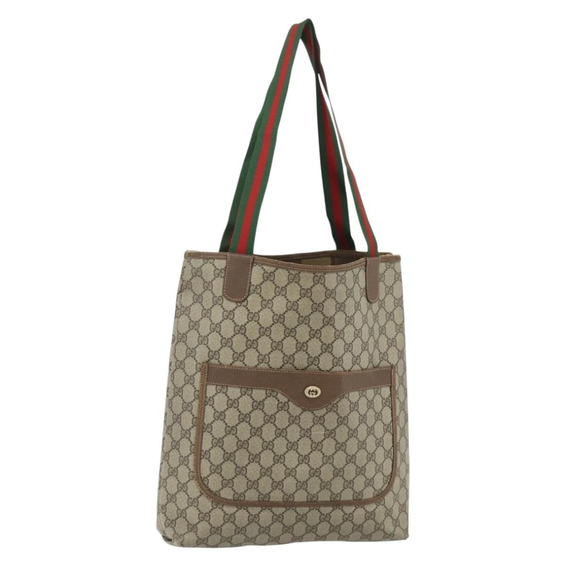 Gucci Sherry Line GG Supreme PVC Tote Bag Beige Red Green: Gucci Sherry Line GG Supreme PVC Tote Bag Beige Red Green This GUCCI GG Supreme Web Sherry Line tote bag features the iconic beige, red, and green color scheme, crafted from PVC leather and GG canvas.