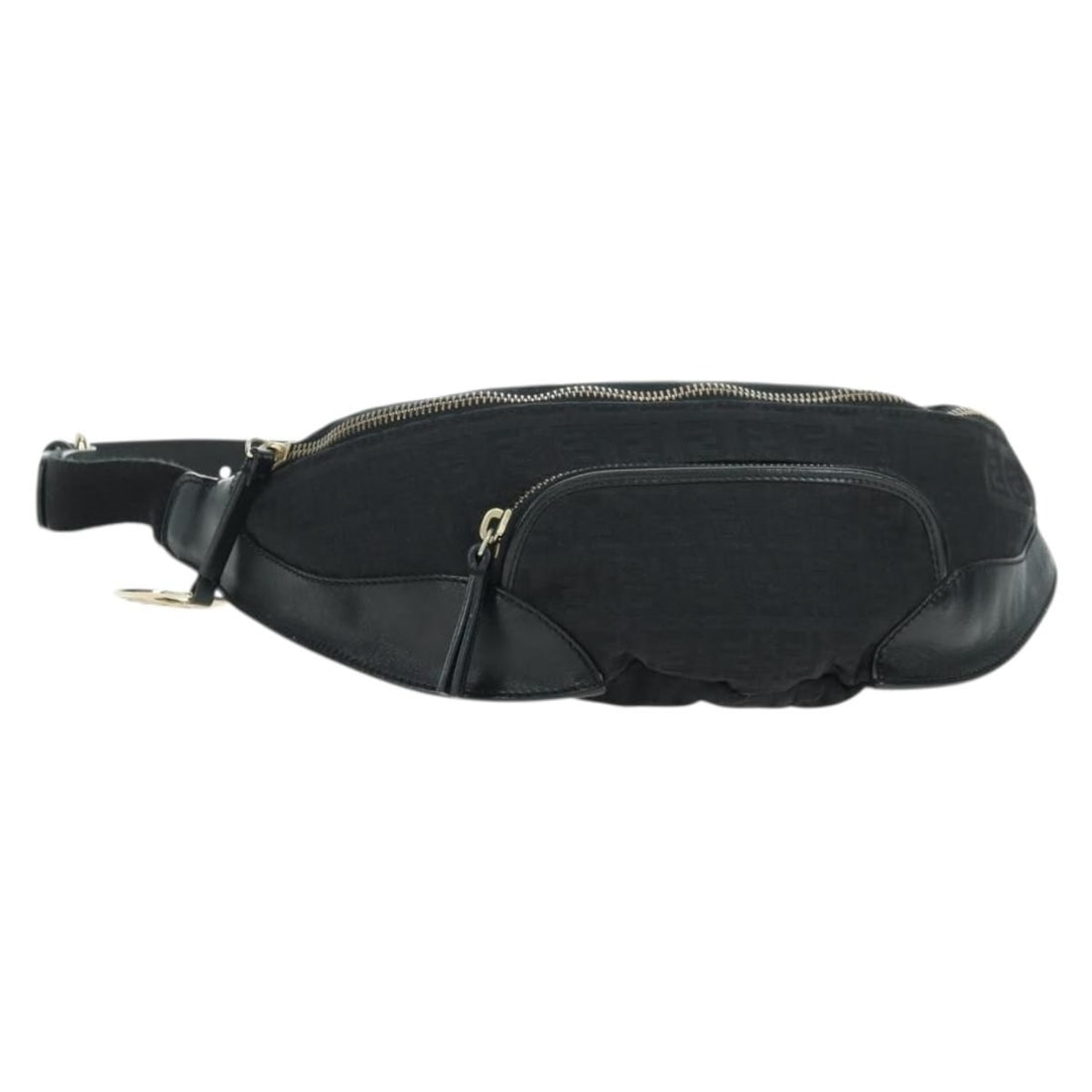 Fendi Mamma Baguette Zucchino Canvas Waist Bag Black Gold: Fendi Mamma Baguette Zucchino Canvas Waist Bag Black Gold Fendi Zucchino Canvas Mamma Baguette waist bag in black and gold. Made in Italy, this women's waist bag includes a dust bag and is graded A co