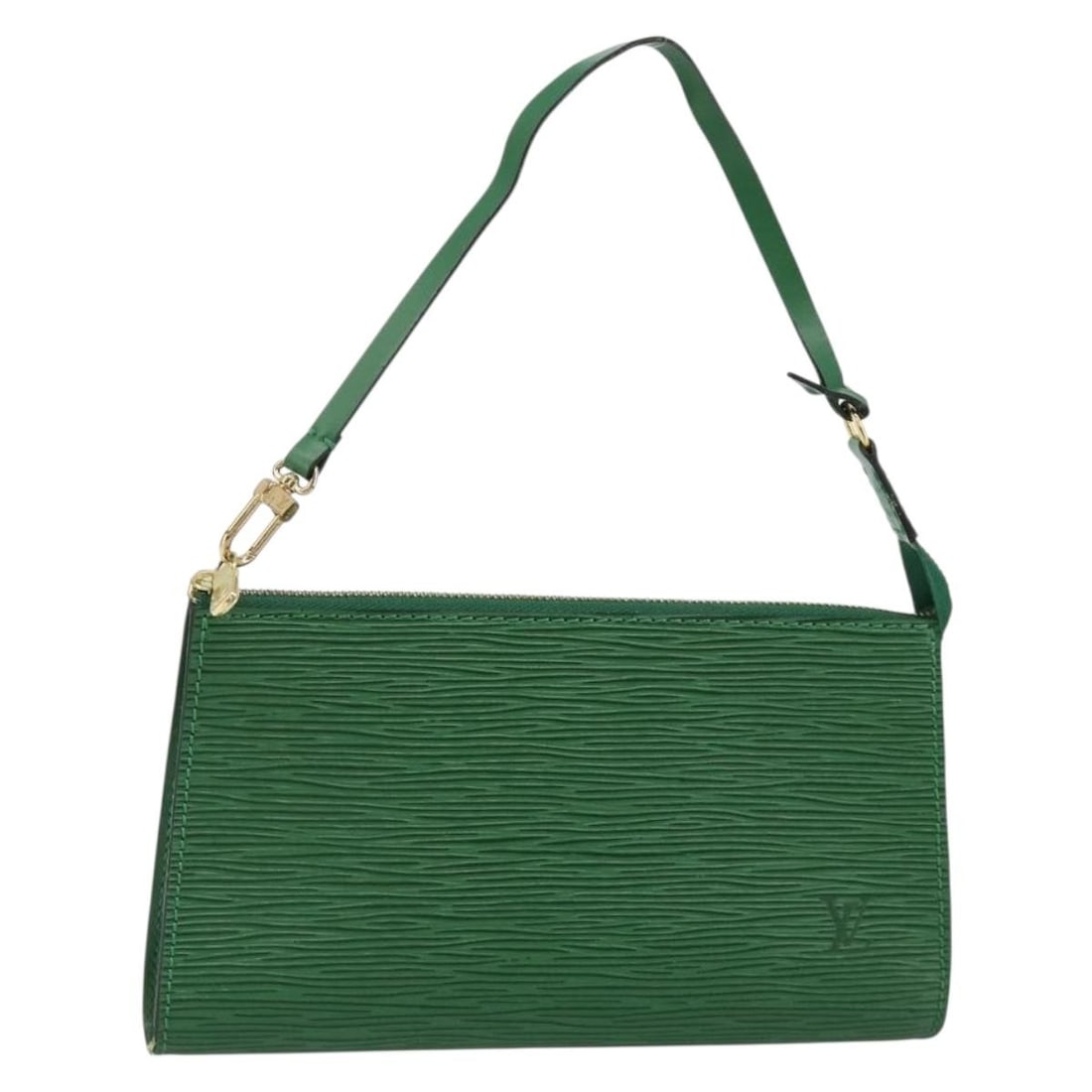 Louis Vuitton M52984 Epi Leather Accessory Pouch in Green: Louis Vuitton M52984 Epi Leather Accessory Pouch in Green Louis Vuitton Epi Pochette Accessoires accessory pouch in green Epi leather. This women's pouch was made in France and is offered as the item 