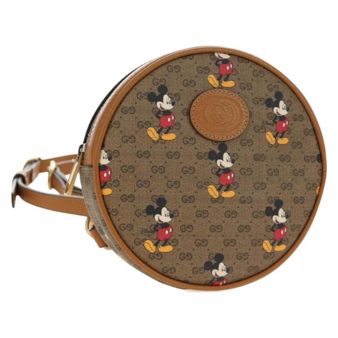 Gucci 603730 Disney Micro GG Supreme PVC Leather Backpack Beige Gold: Gucci 603730 Disney Micro GG Supreme PVC Leather Backpack Beige Gold A Gucci backpack in beige and gold, made from PVC leather and Micro Small GG canvas. It measures approximately 15 cm x 15 cm x 3 cm
