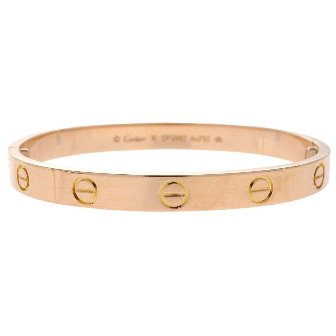 Cartier Love Rose Gold Au750 Bangle Bracelet Size 16: Cartier Love Rose Gold Au750 Bangle Bracelet Size 16 Cartier Love bracelet bangle in Au750 rose gold with a clean, classic design and no main stone. This piece is in very good condition with minor scu