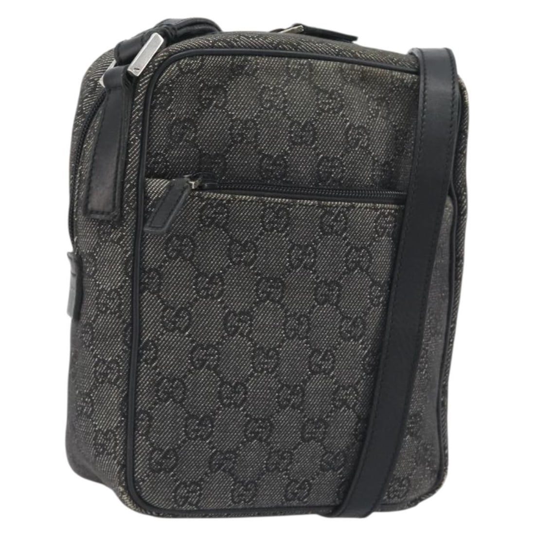 GUCCI 03136 GG Canvas Shoulder Bag Black Silver: GUCCI 03136 GG Canvas Shoulder Bag Black Silver Authentic Gucci shoulder bag in black and silver GG canvas, designed for women and made in Italy. This piece is sold as the bag only; the item box and d