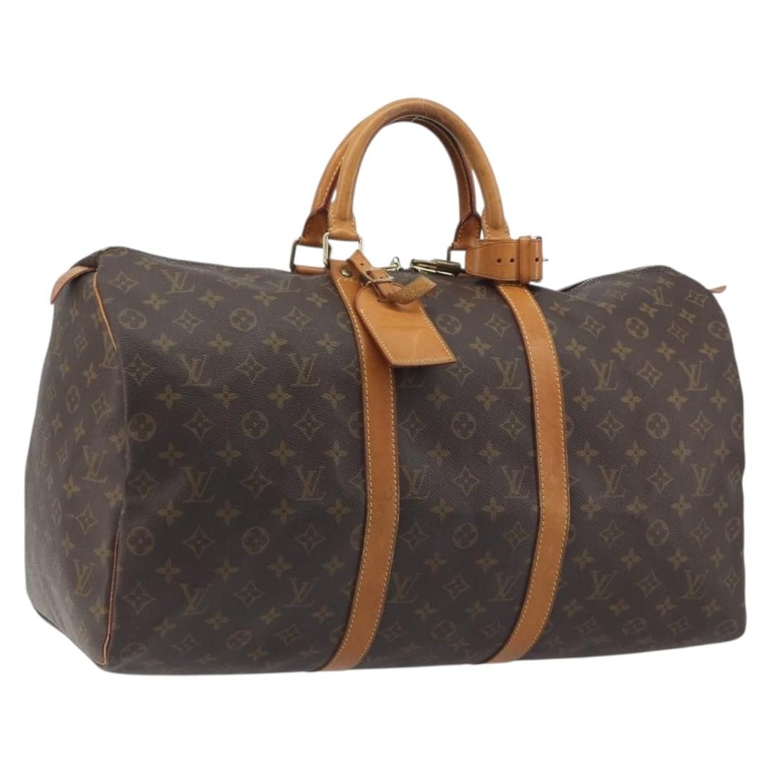 Louis Vuitton M41426 Keepall 50 Monogram Canvas Boston Bag: Louis Vuitton M41426 Keepall 50 Monogram Canvas Boston Bag Louis Vuitton Keepall 50 Boston bag in Monogram canvas, made in France. This pre-owned travel bag includes a padlock, one key, name tag, and 