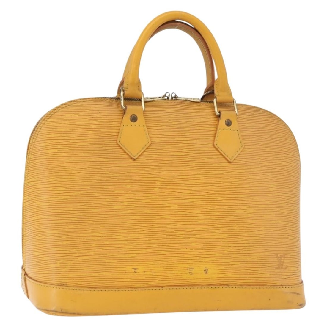 Louis Vuitton Alma M52149 Yellow Epi Leather Handbag: Louis Vuitton Alma M52149 Yellow Epi Leather Handbag Louis Vuitton Alma handbag in yellow Epi leather. This women's handbag is made in France and is offered in heavily used condition with visible wear