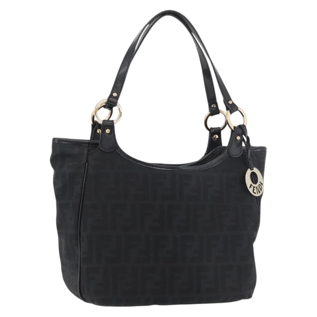 FENDI Zucca Canvas Tote Gold Black Italy: FENDI Zucca Canvas Tote Gold Black Italy Authentic Fendi tote bag in gold and black Zucca canvas. This women's bag is made in Italy and features a compact tote silhouette with shoulder-length handles.