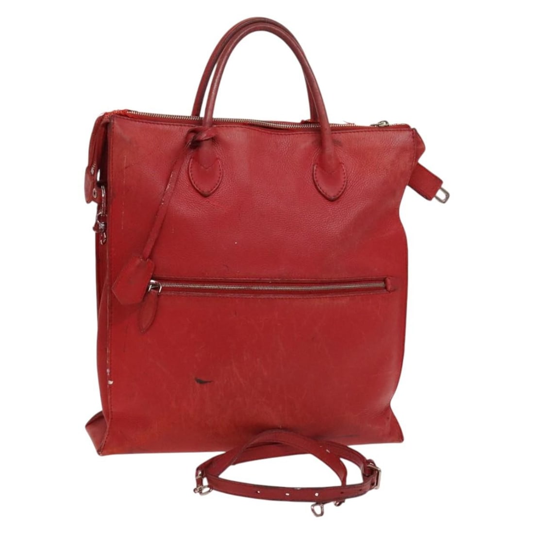 Louis Vuitton 2-Way Handbag Red Leather Auth 2014 Made in Italy: Louis Vuitton 2-Way Handbag Red Leather Auth 2014 Made in Italy This stylish LOUIS VUITTON handbag, crafted from high-quality leather, showcases a vibrant red exterior. Designed for versatility, it fe