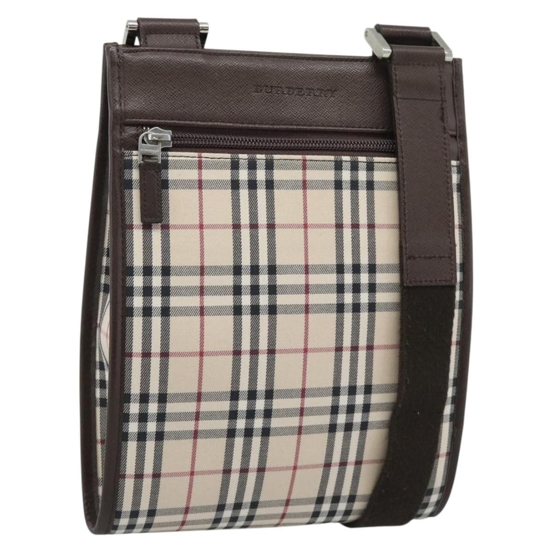 Burberry Nova Check Canvas Shoulder Bag Beige Silver: Burberry Nova Check Canvas Shoulder Bag Beige Silver Burberry shoulder bag in beige and silver canvas with the classic Nova Check pattern. This women's bag is made in Italy and features a slim profile