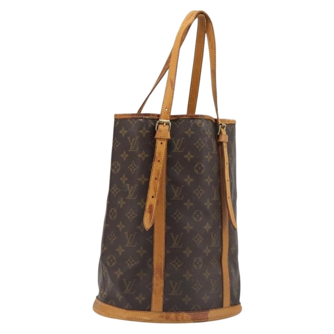 Louis Vuitton M42236 GM Bucket Monogram Canvas Shoulder Bag: Louis Vuitton M42236 GM Bucket Monogram Canvas Shoulder Bag Authentic Louis Vuitton Monogram Bucket GM shoulder bag in Monogram canvas. This women's shoulder bag was made in France and features an adj