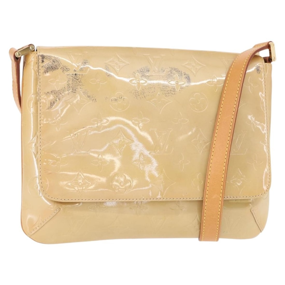 LOUIS VUITTON Monogram Vernis Thompson Street Bag Beige M91301 Auth: LOUIS VUITTON Monogram Vernis Thompson Street Bag Beige M91301 Auth This LOUIS VUITTON Monogram Vernis Thompson Street Bag is a stylish shoulder bag crafted from luxurious beige patent leather. Made i