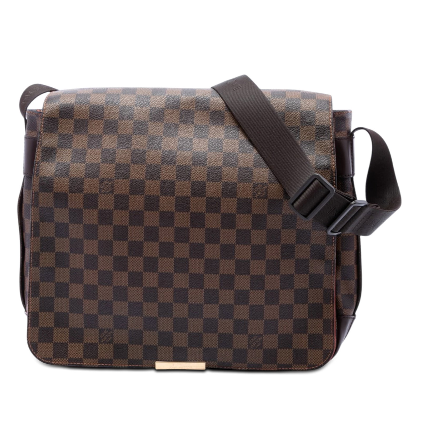 Louis Vuitton Bastille Damier Ebene Messenger Bag Brown: Louis Vuitton Bastille Damier Ebene Messenger Bag Brown Louis Vuitton Damier Ebene Bastille shoulder bag in brown fabric with an adjustable flat strap, front flap with elastic loop closure, exterior b
