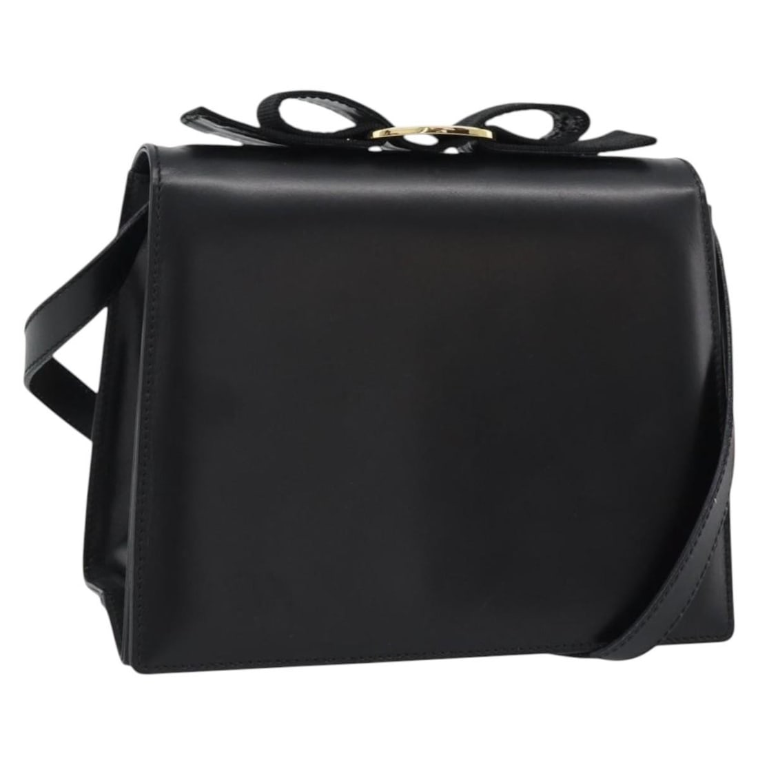 Black Leather Vala Shoulder Bag by Salvatore Ferragamo: Black Leather Vala Shoulder Bag by Salvatore Ferragamo Salvatore Ferragamo Vala shoulder bag in black and gold leather, made in Italy. This women's bag measures approximately 20 cm W x 16 cm H x 9 cm 