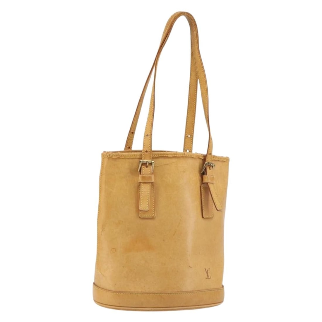 Louis Vuitton M99070 Ventiem Nomade Leather Tote Bag Beige: Louis Vuitton M99070 Ventiem Nomade Leather Tote Bag Beige Louis Vuitton Ventiem 20th anniversary tote bag in beige Nomade leather. This heavily used bag shows overall wear throughout, including shape