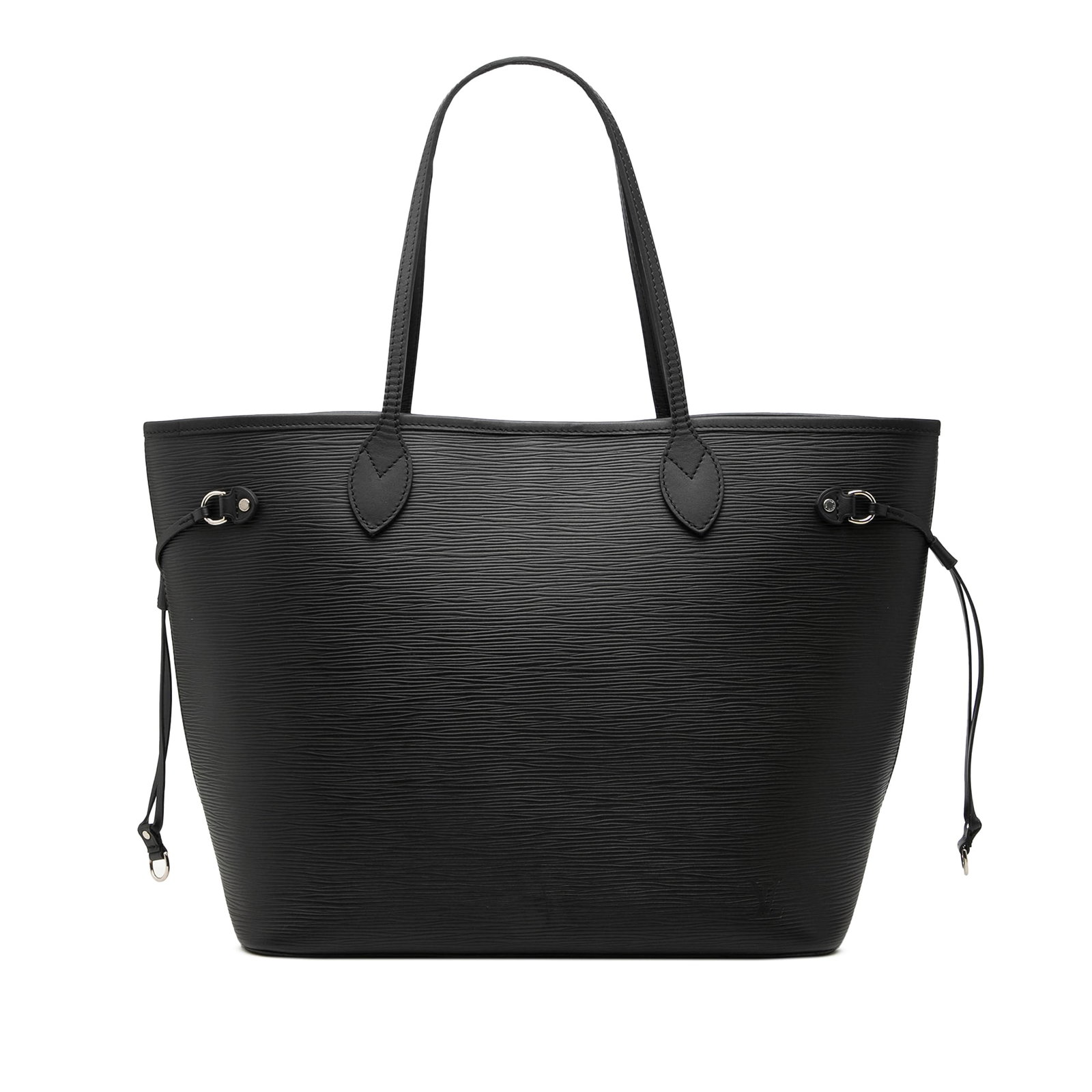 Louis Vuitton Neverfull MM Epi Leather Tote Bag Black: Louis Vuitton Neverfull MM Epi Leather Tote Bag Black Louis Vuitton Epi Neverfull MM tote bag crafted in black leather with flat leather handles and an open top with lobster clasp closure. Made in Ita
