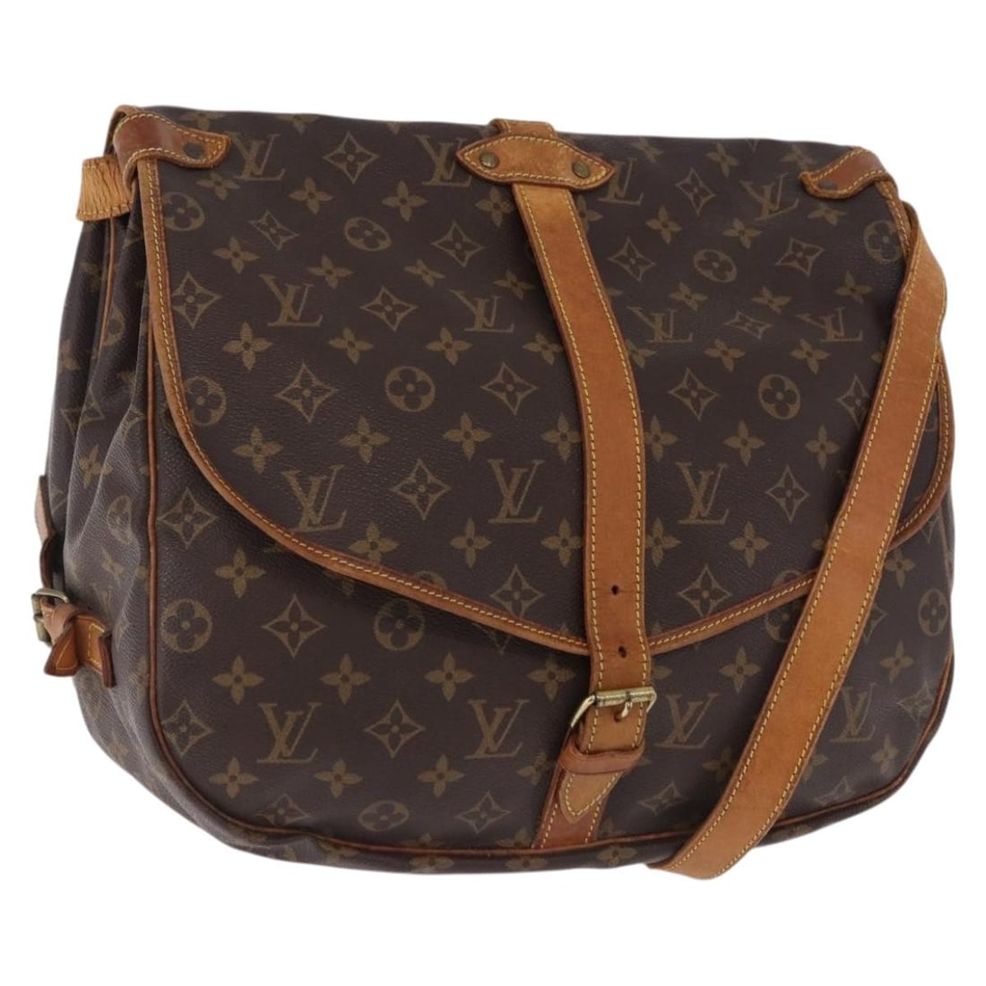 Louis Vuitton M42254 Saumur 35 Monogram Canvas Shoulder Bag: Louis Vuitton M42254 Saumur 35 Monogram Canvas Shoulder Bag Louis Vuitton Saumur 35 shoulder bag in Monogram canvas, model M42254, made in France. This women's bag is offered in heavily used condition