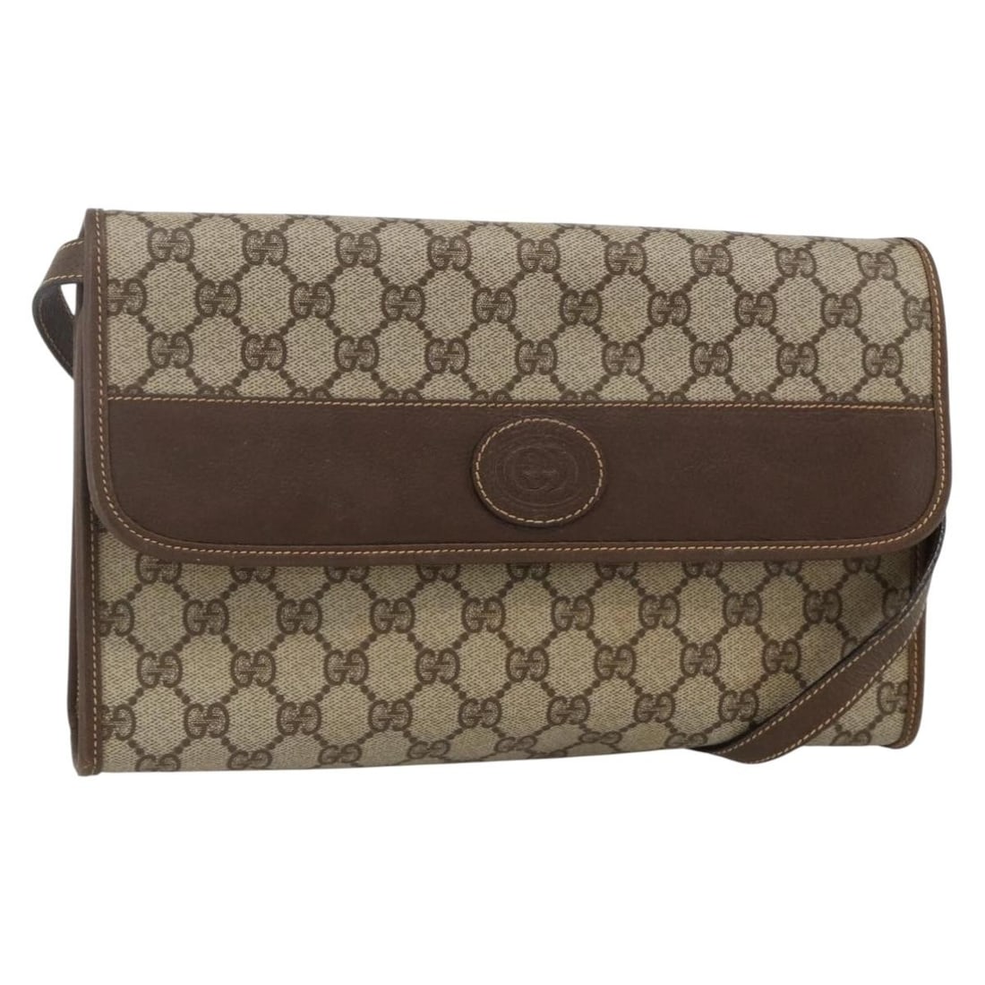 Gucci GG Supreme PVC Leather Shoulder Bag Beige Gold 004 58 0264: Gucci GG Supreme PVC Leather Shoulder Bag Beige Gold 004 58 0264 Authentic Gucci GG Supreme shoulder bag in beige and gold with PVC leather and GG canvas construction. Made in Italy, this women's shou