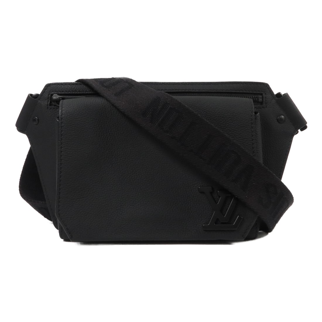 Louis Vuitton M57081 LV Aerogram Takeoff black calfskin sling bag: Louis Vuitton M57081 LV Aerogram Takeoff black calfskin sling bag Louis Vuitton LV Aerogram Takeoff sling shoulder bag in black calfskin. This unisex shoulder bag features a streamlined design with a 
