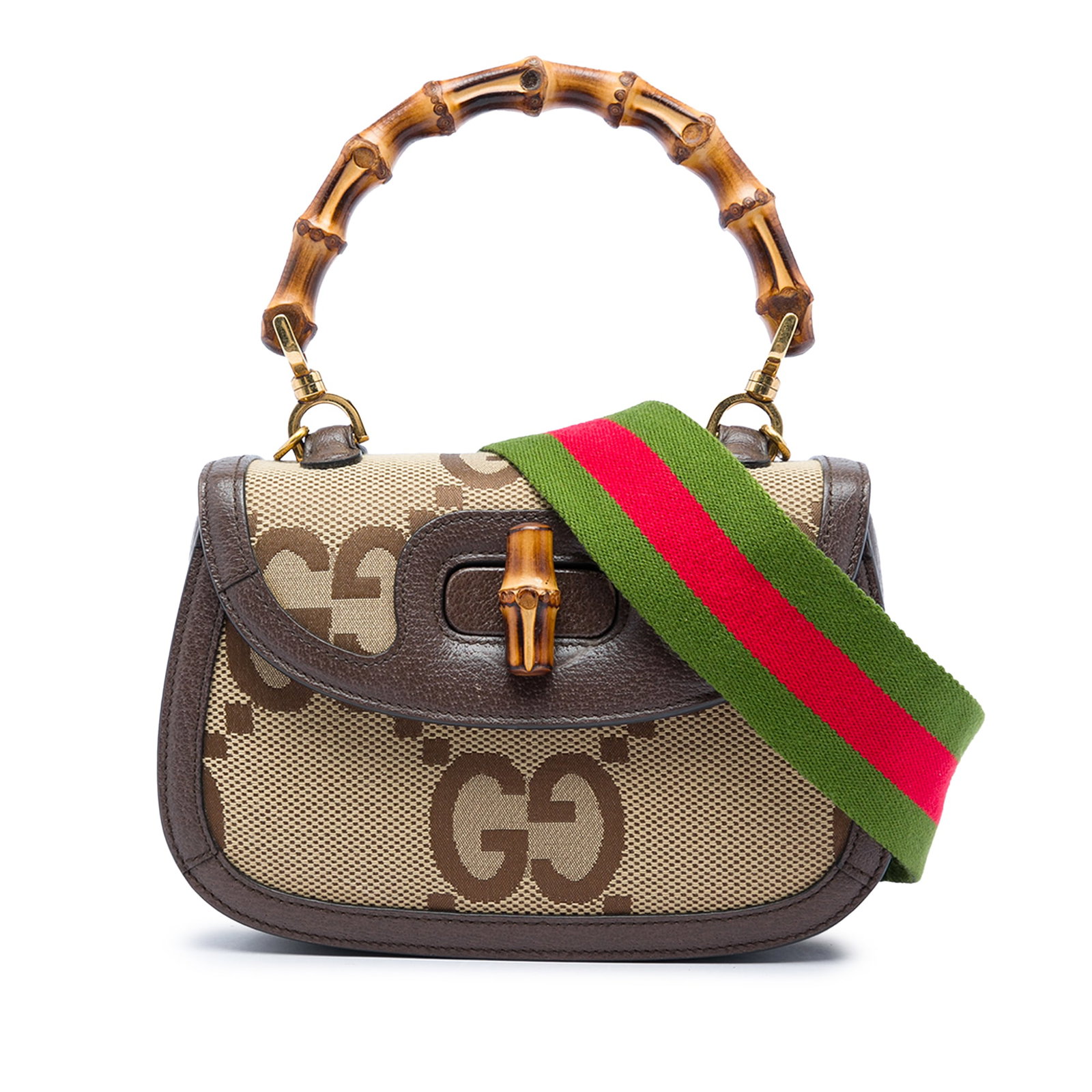 Gucci Bamboo 1947 Small Top Handle Bag in Jumbo GG Canvas (1 of 5)