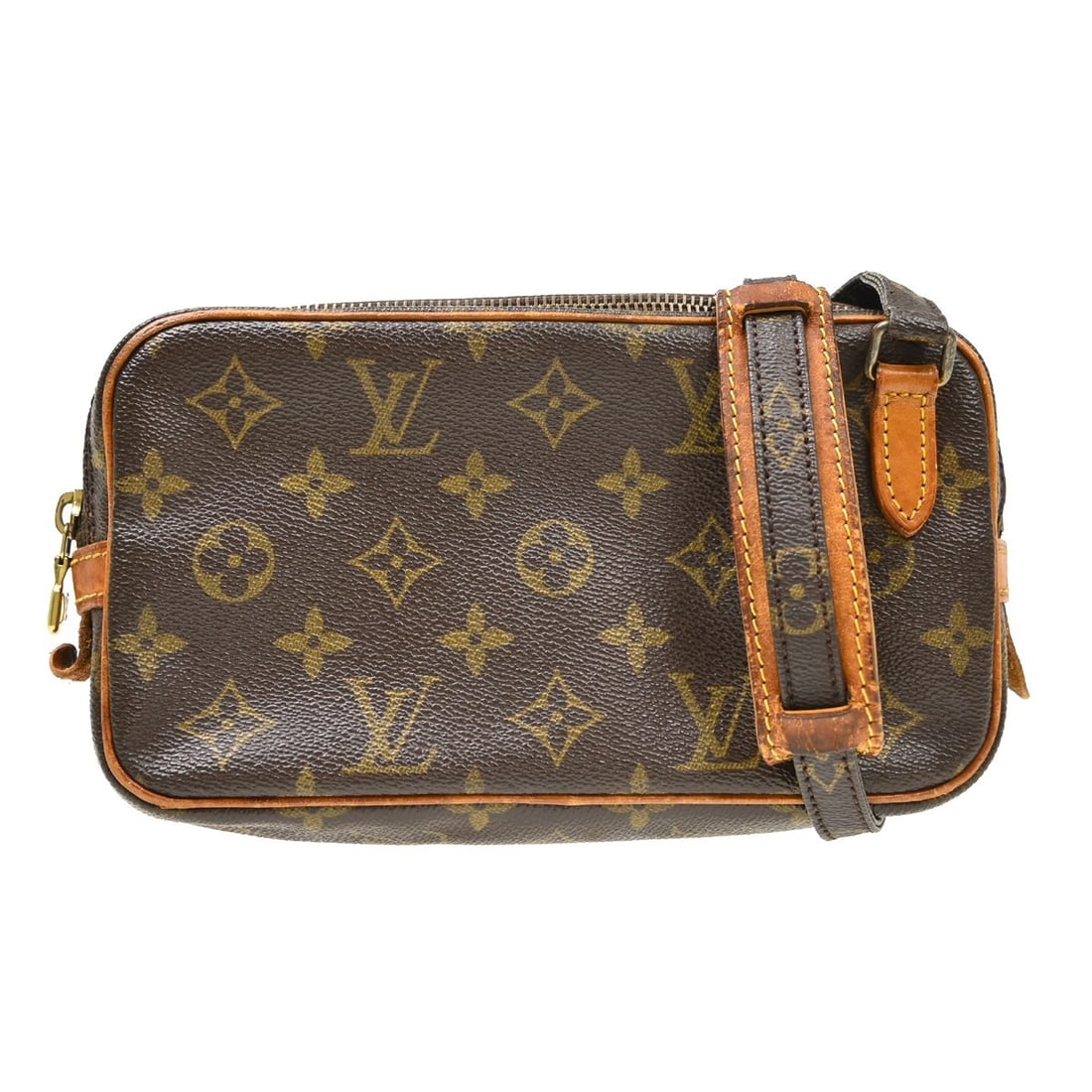 Louis Vuitton Marly Bandouliere Monogram Mini Shoulder Bag M51828: Louis Vuitton Marly Bandouliere Monogram Mini Shoulder Bag M51828 Vintage Louis Vuitton Marly Bandouliere shoulder bag in Monogram canvas with leather trim and a zip closure. This mini shoulder bag fe
