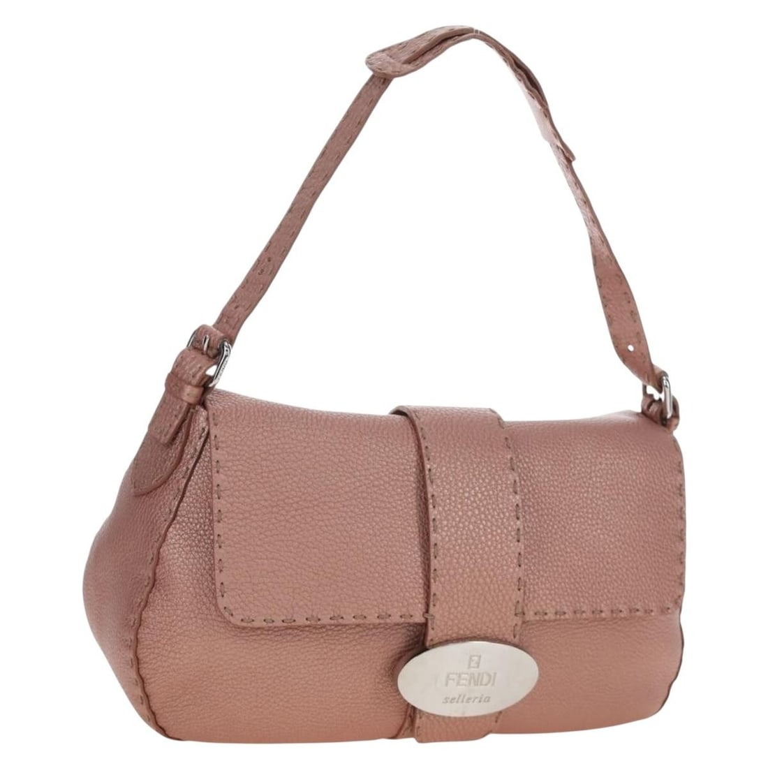 Fendi Celeria Baguette Pink Leather Shoulder Bag with Dust Bag: Fendi Celeria Baguette Pink Leather Shoulder Bag with Dust Bag Fendi Celeria Baguette shoulder bag in pink leather with silver-tone accents. Made in Italy, this women's shoulder bag includes a dust ba