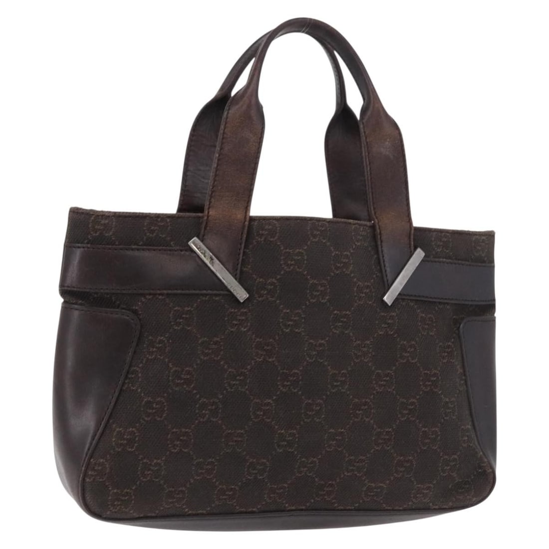 Gucci 73984 GG Canvas Womens Handbag Dark Brown Silver: Gucci 73984 GG Canvas Womens Handbag Dark Brown Silver Gucci women's handbag in dark brown GG canvas with silver-tone accents, made in Italy. This piece is offered without the original box or dust bag