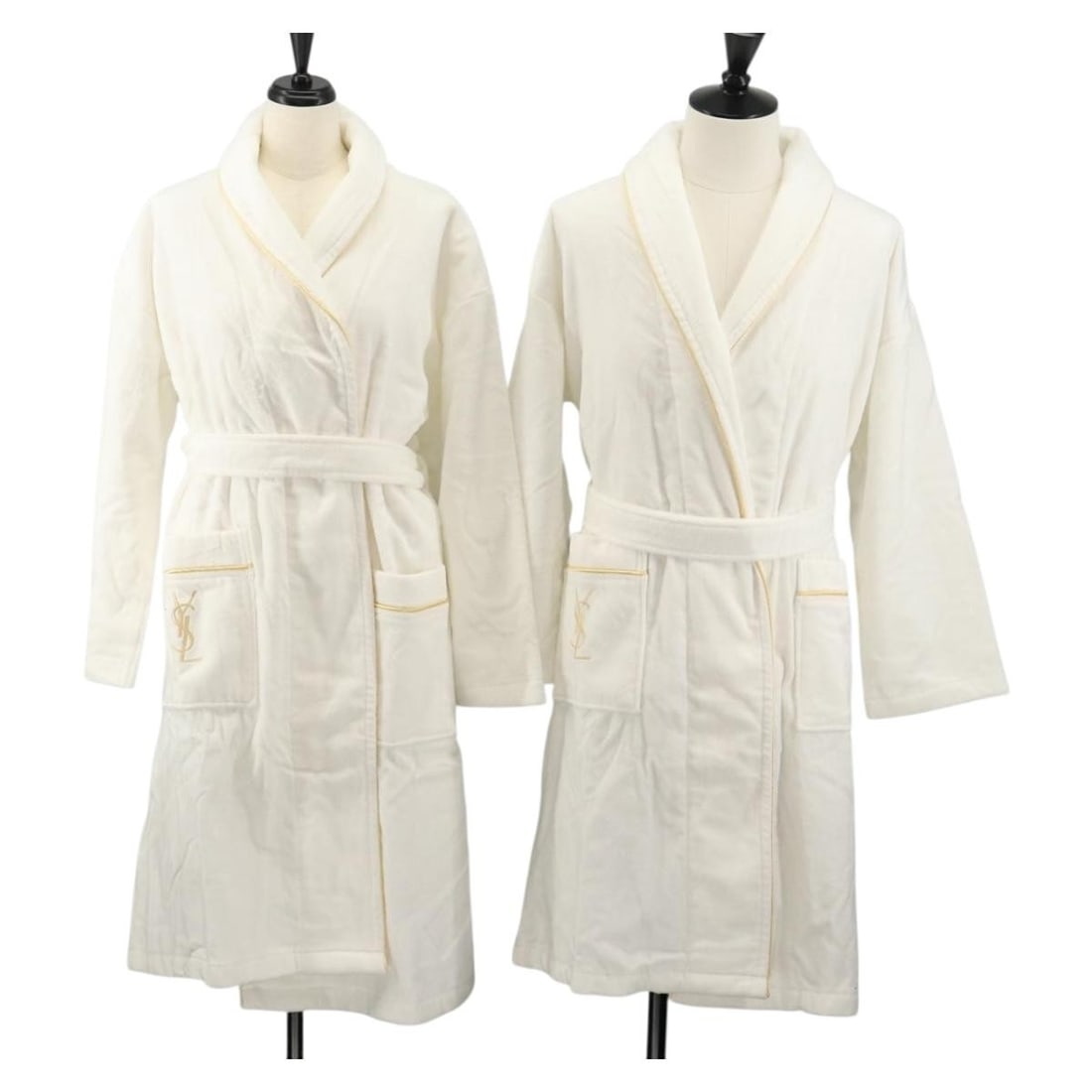 White Cotton Bathrobe Pair by SAINT LAURENT for Women (1 of 16)
