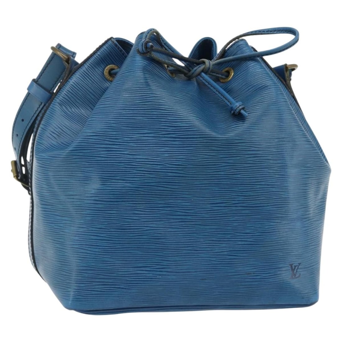 Louis Vuitton Petit Noe Blue Epi Leather Shoulder Bag M44105: Louis Vuitton Petit Noe Blue Epi Leather Shoulder Bag M44105 Louis Vuitton Petit Noe shoulder bag in blue Epi leather. This women's bag is made in France and includes only the item shown in the photo;