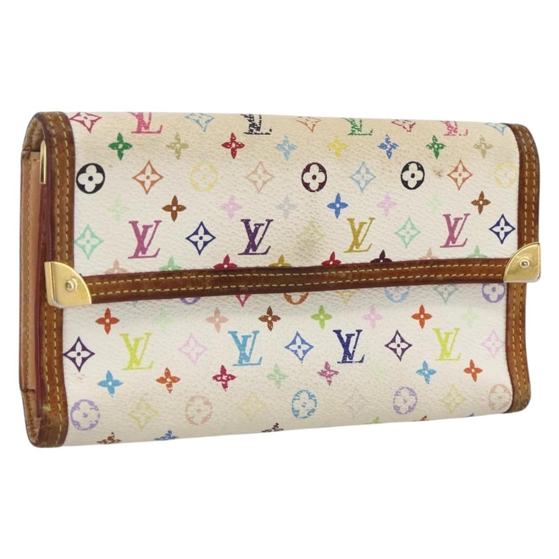 Louis Vuitton Multicolor Canvas Long Wallet White M92659 France: Louis Vuitton Multicolor Canvas Long Wallet White M92659 France This is a Louis Vuitton Multicolor Porte Tresor International long wallet in white Monogram Multicolor canvas. Designed for women, it fe