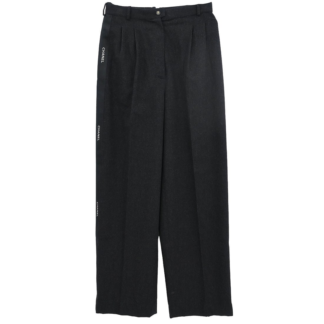 CHANEL Vintage Dark Gray Wool Ankle Pants High Rise (1 of 10)