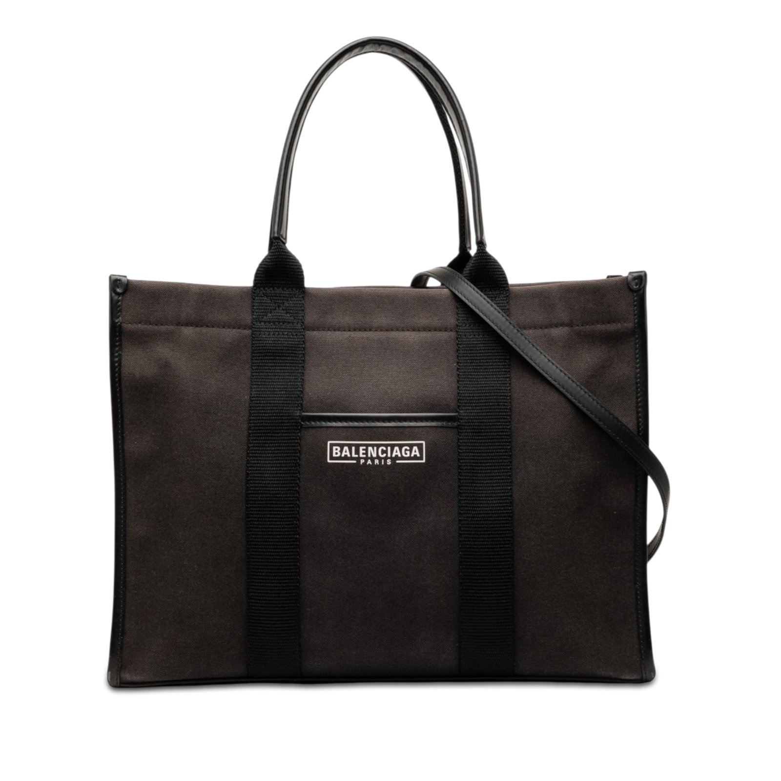 Balenciaga Hardware Tote Medium Canvas Shoulder Bag Brown: Balenciaga Hardware Tote Medium Canvas Shoulder Bag Brown Balenciaga Medium Canvas Hardware Tote crafted with a canvas body and leather trim. This tote features flat handles, an open top, a detachable