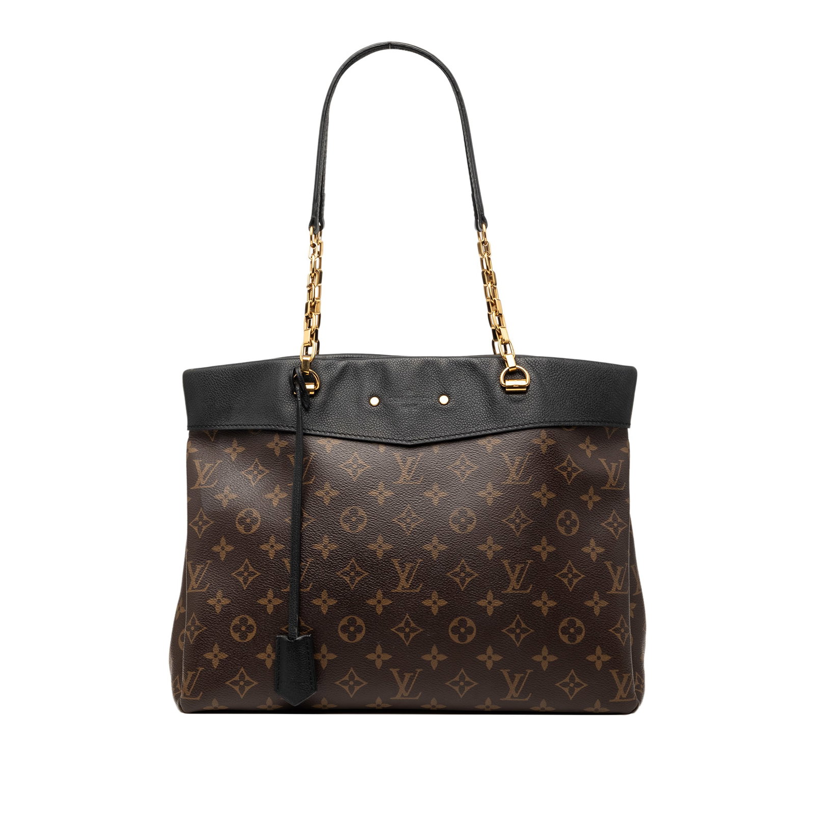 Louis Vuitton Pallas Shopper Monogram Canvas Shoulder Bag: Louis Vuitton Pallas Shopper Monogram Canvas Shoulder Bag Louis Vuitton Monogram Pallas Shopper bag crafted with a monogram canvas body and leather trim. It features chain-link straps with leather gua