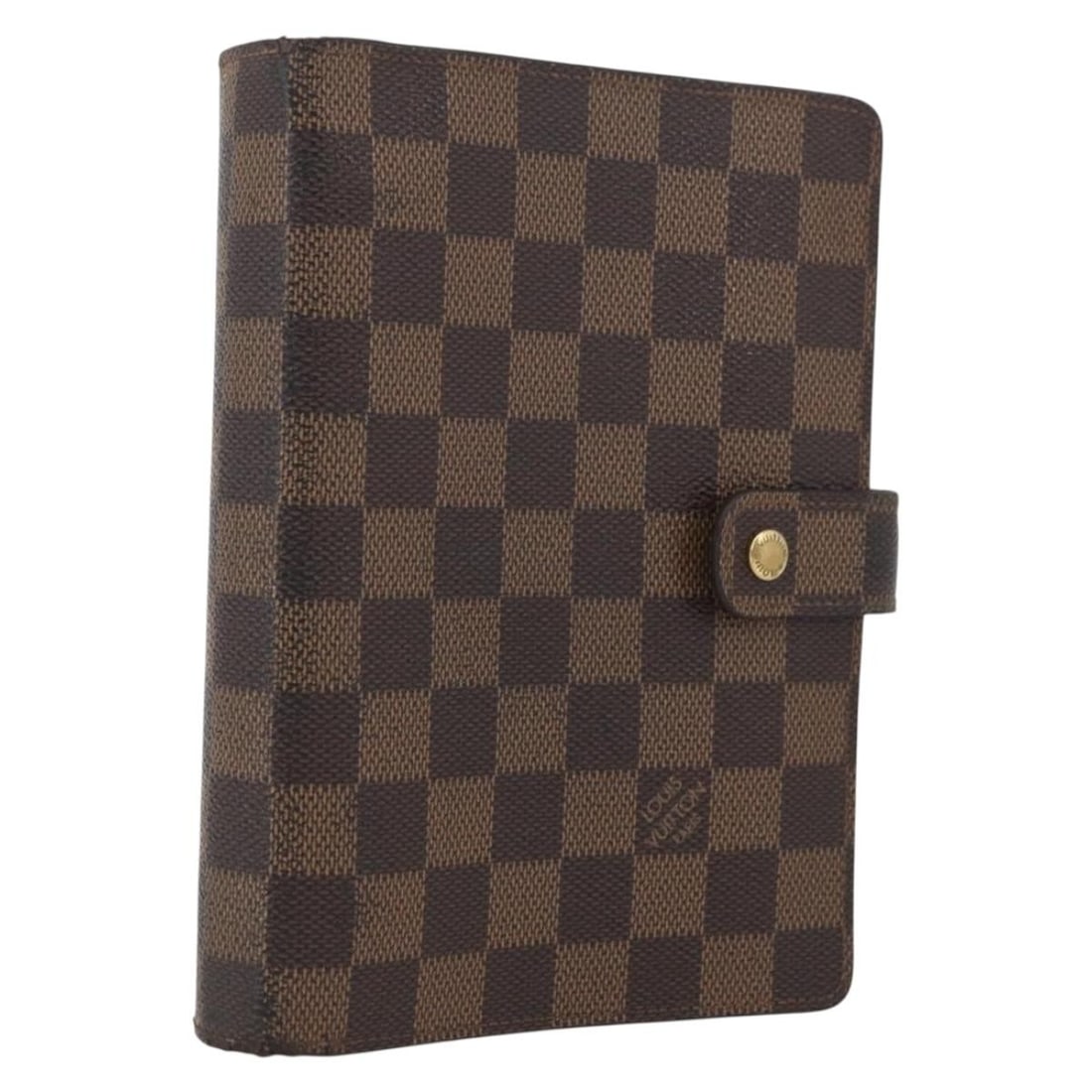 Louis Vuitton R20240 Agenda MM Damier Ebene Planner Cover: Louis Vuitton R20240 Agenda MM Damier Ebene Planner Cover Louis Vuitton Damier Ebene Agenda MM day planner cover in Damier Ebene canvas, made in France. The item is in heavily used condition with visi