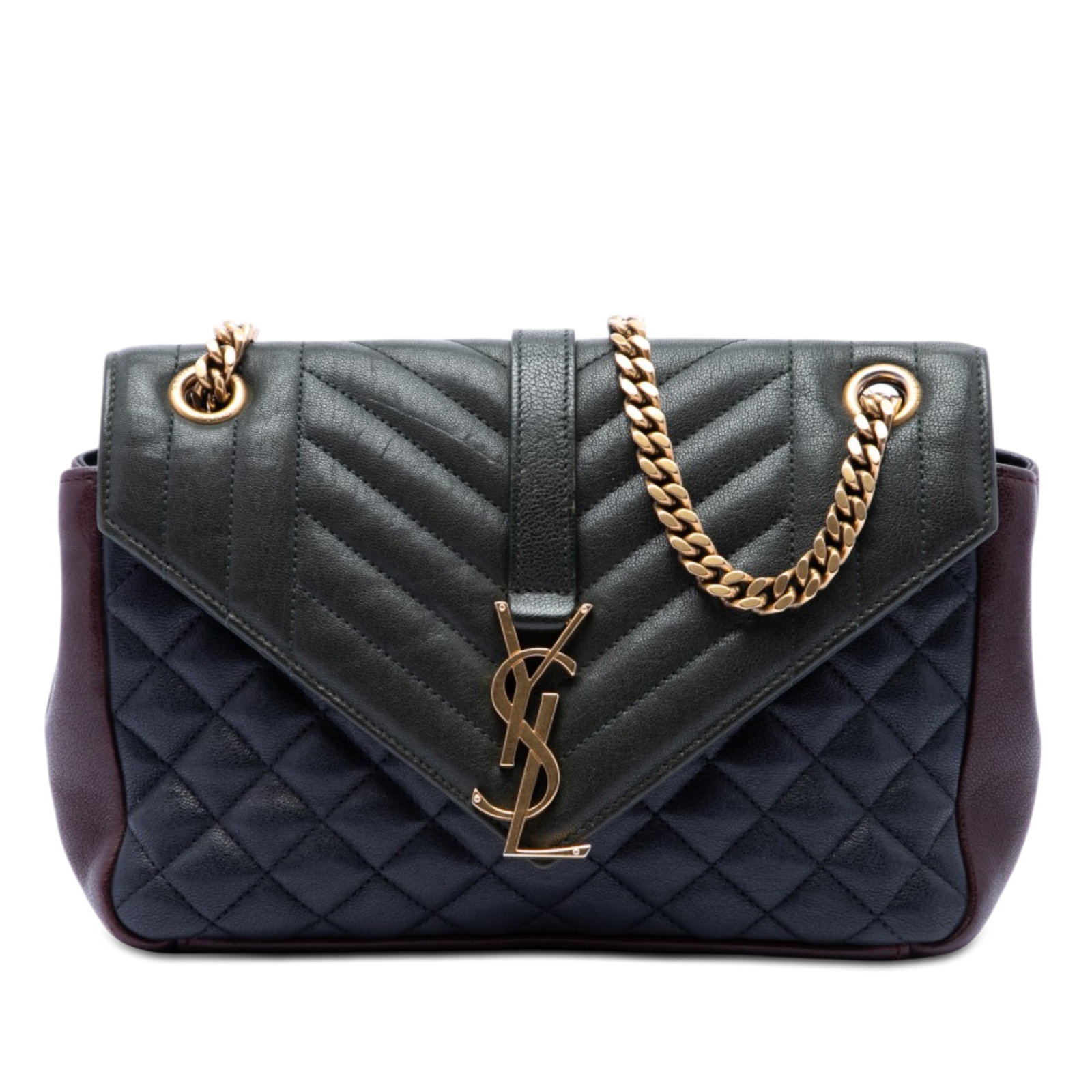 Saint Laurent College Shoulder Bag Medium Triquilt Tricolor Sheepskin (1 of 6)
