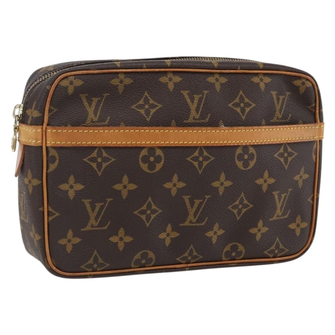 Louis Vuitton M51847 Compiegne 23 Monogram Canvas Clutch: Louis Vuitton M51847 Compiegne 23 Monogram Canvas Clutch Louis Vuitton Compiegne 23 clutch bag in Monogram canvas, made in France. This women's clutch is offered in heavily used condition with visible