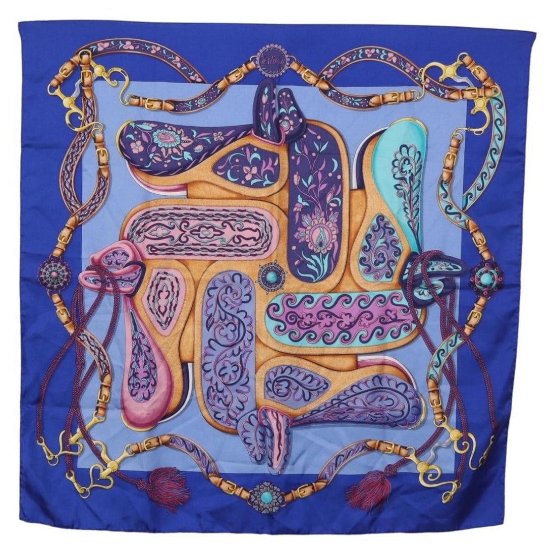 Hermes H d Origny Carre 90 Blue Silk Scarf France: Hermes H d Origny Carre 90 Blue Silk Scarf France Authentic Hermes Carre 90 "H d ORIGNY" silk scarf in blue. This women's scarf is made in France and shows visible signs of use, including rubbing, sli