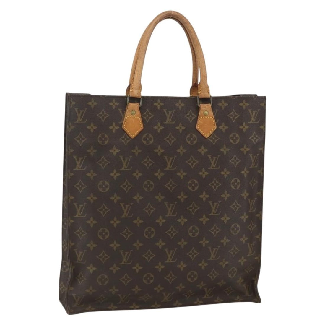 LOUIS VUITTON Monogram Sac Plat Hand Bag M51140 Auth MI8908: LOUIS VUITTON Monogram Sac Plat Hand Bag M51140 Auth MI8908 This authentic Louis Vuitton Monogram Sac Plat Hand Bag (M51140) showcases the brand's iconic monogram canvas, blending style with functiona