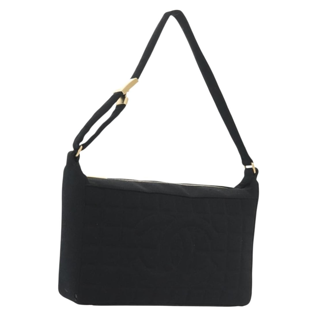 CHANEL Coco Mark Choco Bar Cotton Shoulder Bag Black Gold: CHANEL Coco Mark Choco Bar Cotton Shoulder Bag Black Gold Chanel Coco Mark Choco Bar shoulder bag in black cotton with gold-tone detailing. Made in Italy, this women's shoulder bag includes the guaran