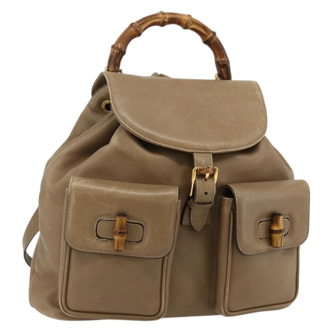 GUCCI 003 1998 0016 Beige Leather Bamboo Backpack (1 of 18)