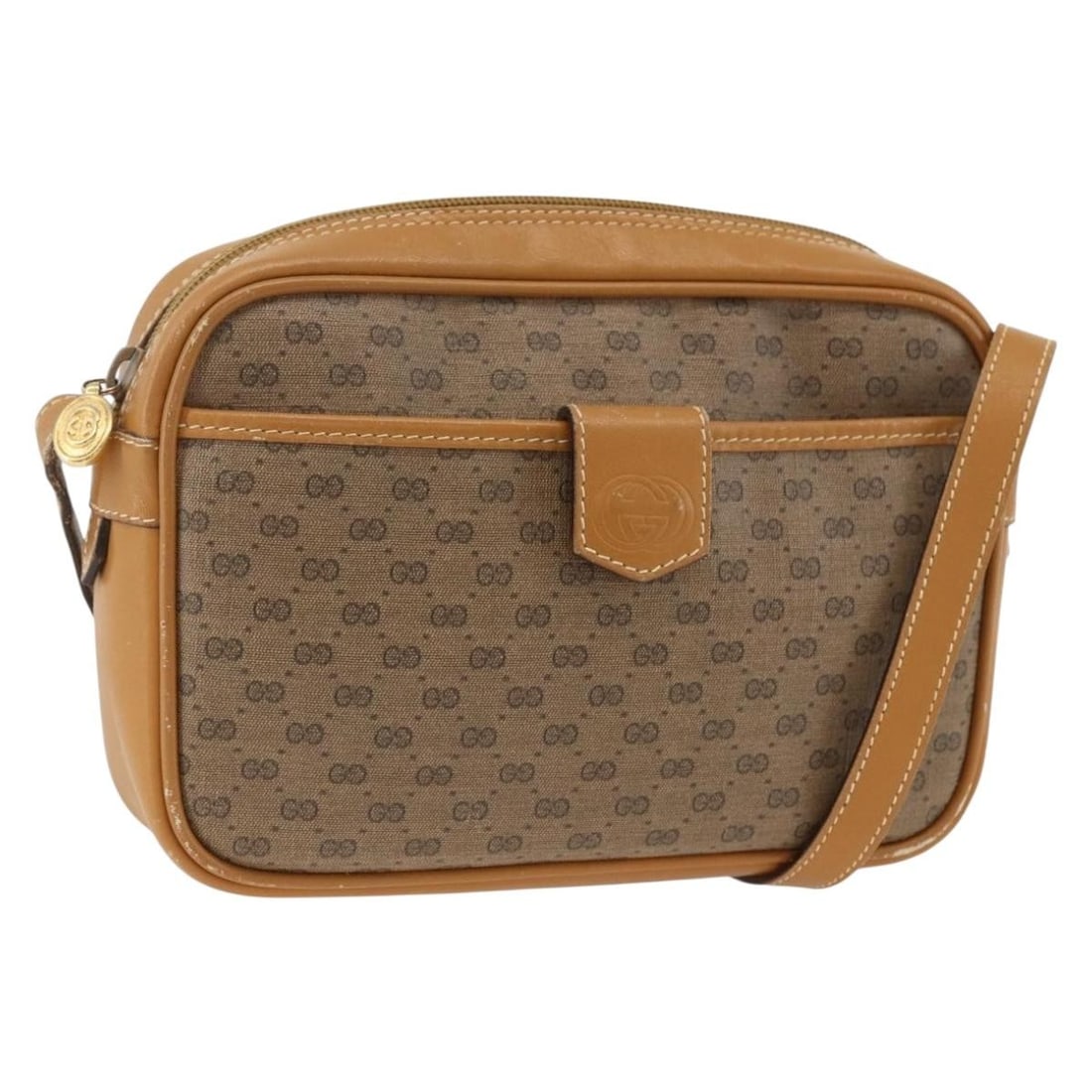 Beige Micro GG Supreme Shoulder Bag PVC Leather Gucci 007 104 0098: Beige Micro GG Supreme Shoulder Bag PVC Leather Gucci 007 104 0098 This GUCCI Micro GG Supreme shoulder bag features a beige and gold PVC leather exterior with micro small GG canvas accents. Designed 