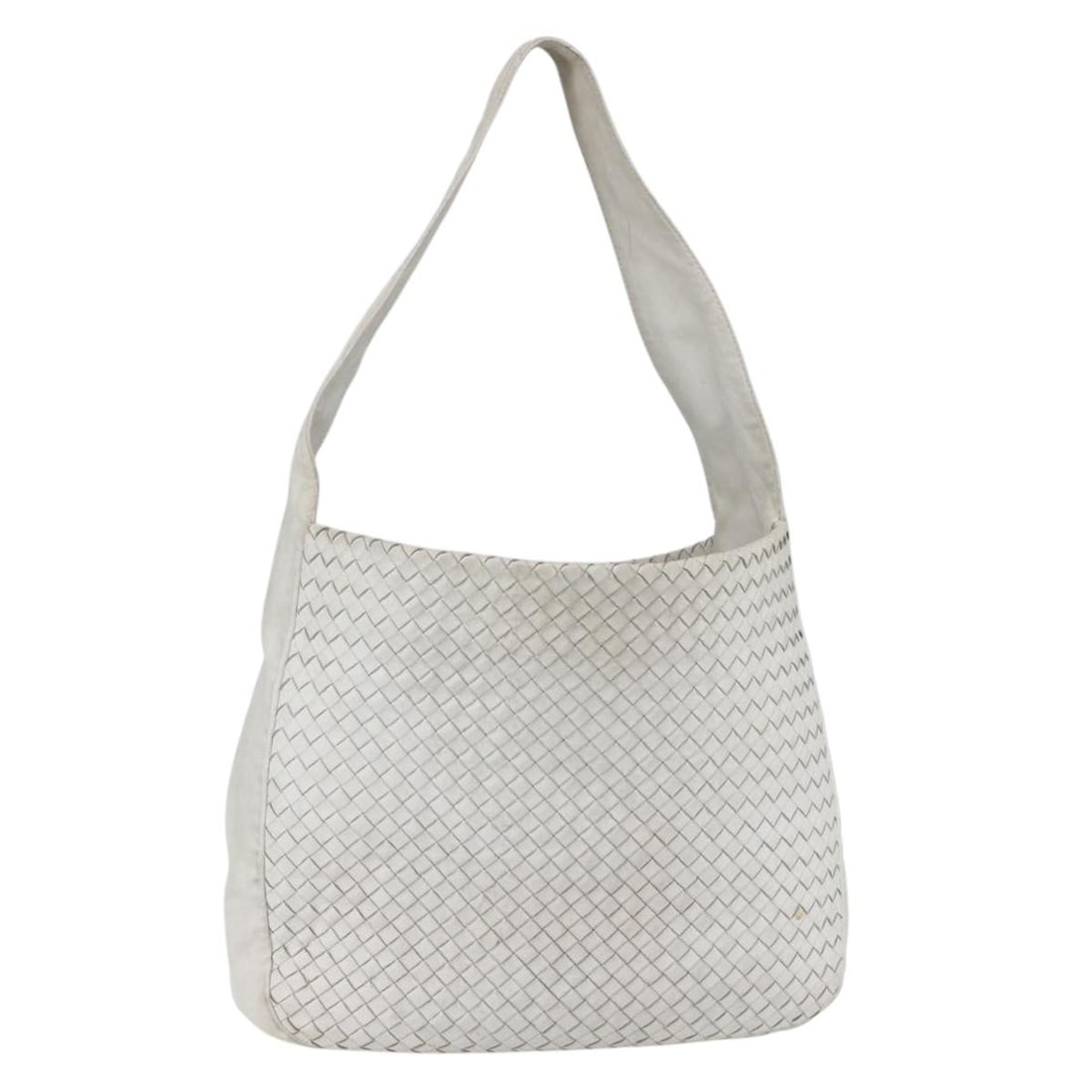 Bottega Veneta Intrecciato Leather Shoulder Bag White Silver: Bottega Veneta Intrecciato Leather Shoulder Bag White Silver Bottega Veneta Intrecciato shoulder bag in white and silver leather, made in Italy. This women's bag includes the item shown only; box and 